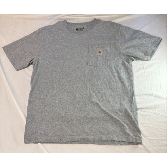 Carhartt Men's T-Shirt Pocket Crew Neck Gray Short Sleeve Men's Size M Loose-Fit - Picture 1 of 6